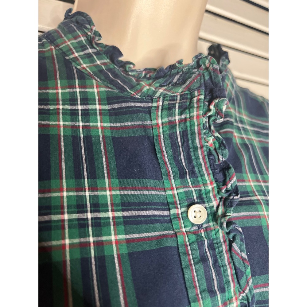 Talbots Woman Plaid Ruffle Neck Long Sleeve Button Up Shirt Blouse Top 20W - Picture 4 of 5